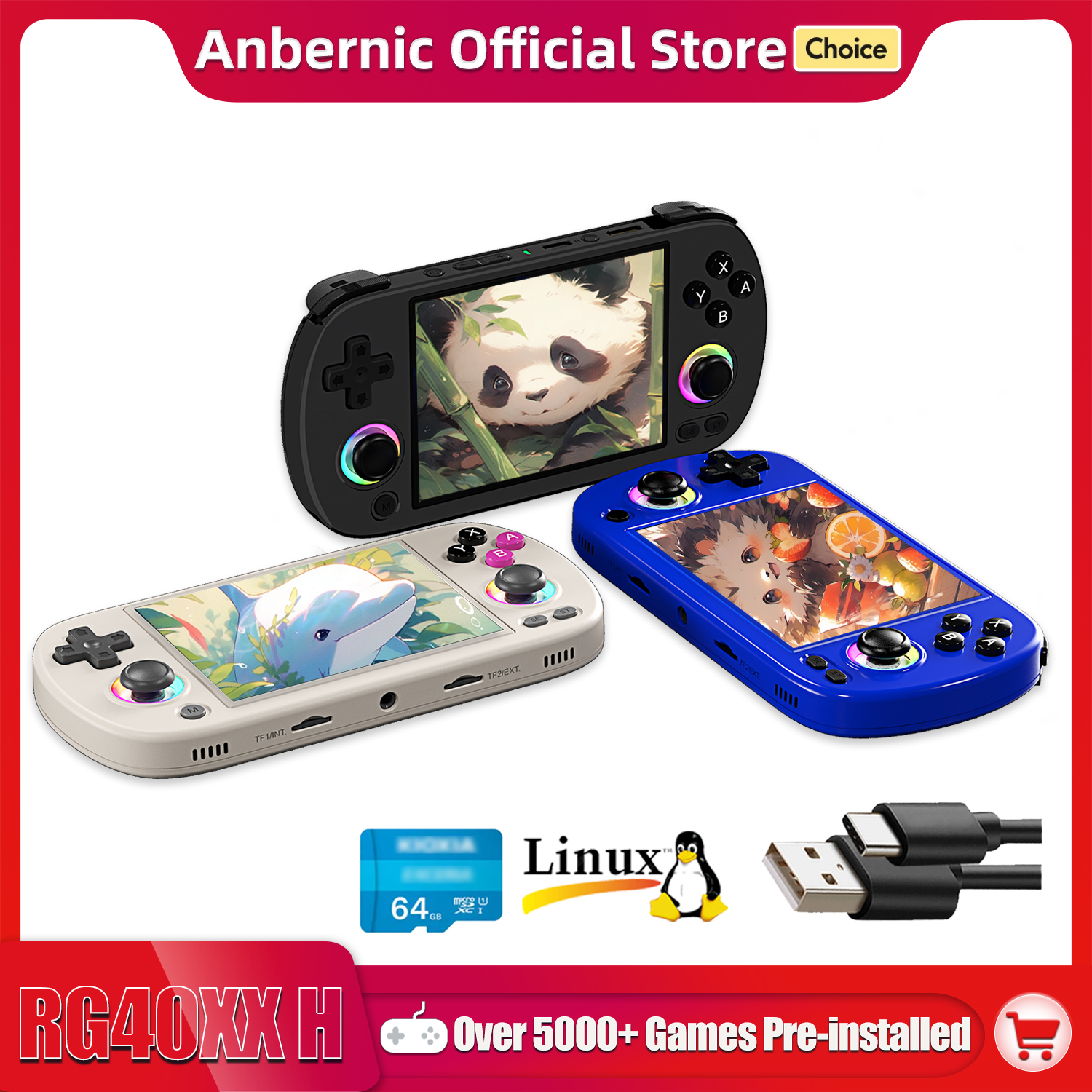 Retro Gaming Console Handheld - ANBERNIC RG40XX H Handheld Game Console