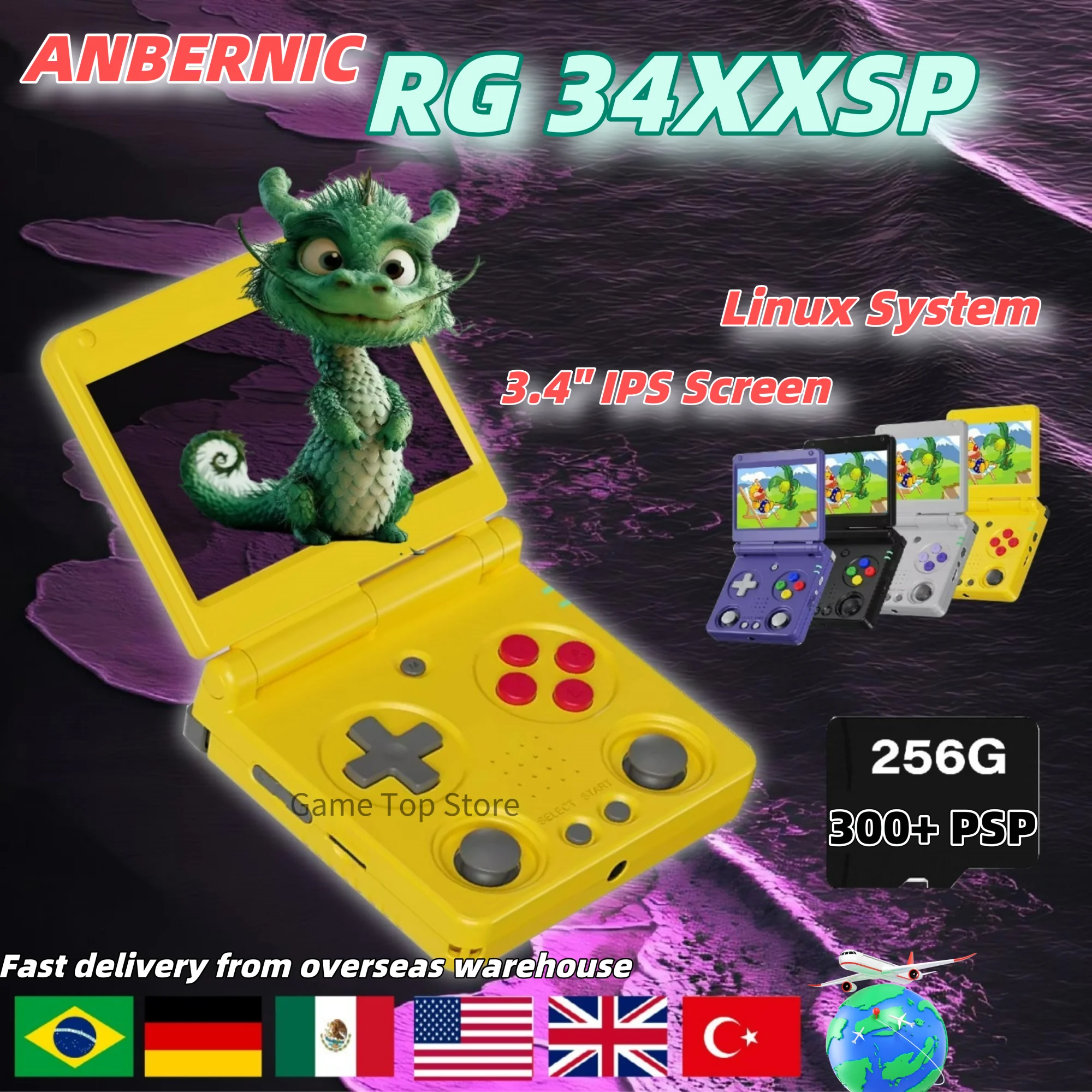 Retro Gaming Emulator - ANBERNIC RG34XXSP Retro Handheld Game Console