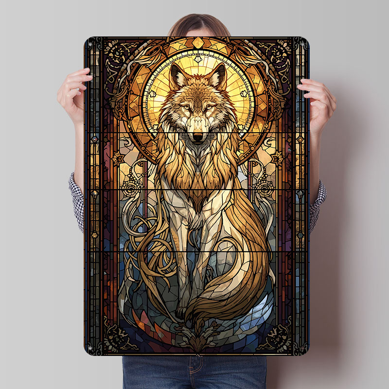Stained Glass Wolf Poster Cust - Retro Gaming Bar 리뷰 및 가격