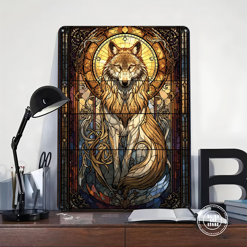 Stained Glass Wolf Poster Cust - Retro Gaming Bar 리뷰 및 가격