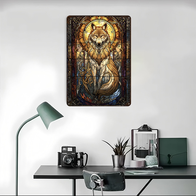 Stained Glass Wolf Poster Cust - Retro Gaming Bar 리뷰 및 가격